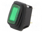 ROCKER | SPST | Pos: 2 | ON-OFF | 16A/12VDC | green | IP65 | LED | RE | UL94V-2