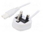 Cable | 2x0.75mm2 | BS 1363 (G) plug,IEC C7 female | PVC | 1m | white