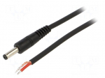 Cable | 1x1mm2 | wires,DC 4,8/1,7 plug | straight | black | 1.5m | round