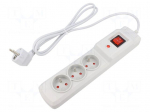 Plug socket strip: protective | Sockets: 3 | 250VAC | 10A | grey