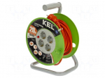 Extension lead | 3x1.5mm2 | 20m | PVC | orange | Sockets no: 4 | reel | 16A