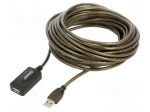 Cable | USB 2.0 | USB A socket,USB A plug | 10m | black | 26AWG,28AWG