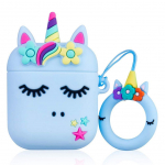 Headphone case iLike - Cute Unicorn Airpods Case 1&2 Blue