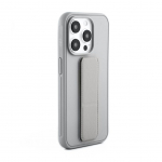 Back panel cover iLike Apple iPhone 15 Pro Silicone Case with stand Silver