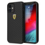 Back panel cover Ferrari  Ferrari FERCAHCP12SBK iPhone 12 mini 5.4" black/black hardcase On Track Real Carbon