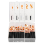 Auto- ja mootorrattatooted, elektroonika, navigatsioon, CB raadio // ISO-&uuml;hendused ja kaablid autoraadiole // Konektory oczkowe miedziane koszulki termokurczliwe zestaw komplet 160 el. amio-03933