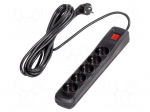 Plug socket strip: protective | Sockets: 5 | 250VAC | 10A | black