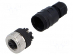 Connector: M12 | plug | PIN: 4 | female | 125V | straight | IP67 | for cable