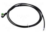 Cable: for sensors/automation | M12 | PIN: 4 | angled | 2m | plug | 250VDC