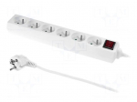 Extension lead | 3x1mm2 | 1.5m | PVC | white | Sockets no: 6 | 10A