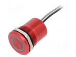 Switch: capacitive | Pos: 2 | SPST-NO | 0.01A/12VDC | IP68 | OFF-ON | red