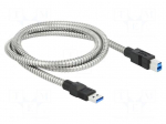 Cable | USB A plug,USB B plug | 1m | silver | 24AWG,28AWG | 5Gbps