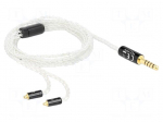 Adapter | Jack 4.4mm 5pin plug,MMCX male x2 | 1.2m | white | 26AWG
