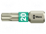 Screwdriver bit | Torx&reg; | TX20 | 1/4" | Overall len: 25mm | TORSION