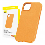 Telefona maciņ&scaron; iPhone 15 Baseus Fauxther Series (oranža)