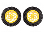 Wheel | yellow-black | Shaft: two sides flattened | Pcs: 2 | push-in