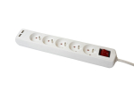 Kodukaubad // Pikendusjuhtmed // Przedłużacz z sześciokrotnym gniazdem z wyłącznikiem i usb,eco, 5x2p+z, 10a, 1,5m, biały