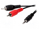 Cable | Jack 3.5mm plug,RCA plug x2 | 5m | black