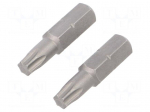 Screwdriver bit | Torx&reg; | TX25 | Overall len: 25mm | 2pcs.
