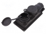 Connector: AC supply | socket | 2P+PE | 250VAC | 16A | black | IP44