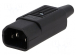 Connector: AC supply | plug | male | 10A | 250VAC | IEC 60320 | C14 (E)