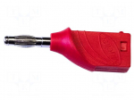Plug | 4mm banana | 15A | 1kVDC | red | non-insulated | Insulation: nylon