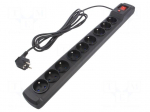 Plug socket strip: protective | Sockets: 9 | 250VAC | 10A