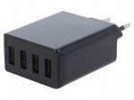 Power supply: switching | mains,plug-in | 5VDC | 30W | Out: USB x4