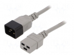 Cable | 3x1.5mm2 | IEC C19 female,IEC C20 male | PVC | 3m | grey | 16A