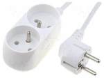 Extension lead | 3x1.5mm2 | 1.5m | PVC | white | Sockets no: 2 | 16A