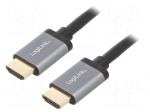 Cable | HDMI plug,both sides | HDMI 2.0 | 3m | black | aluminium