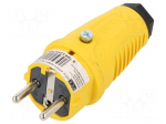 Connector: AC supply | male | plug | 2P+PE | 250VAC | 16A | Colour: yellow