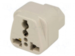 Transition: adapter | 2P+PE | 250VAC | 10A | Type: C13 (F) | white | PIN: 3