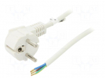 Cable | 3x1mm2 | CEE 7/7 (E/F) plug angled,wires | PVC | 3m | white