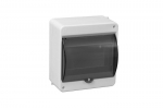 Distribution box surface 6 modues transparent door and clamps (N+PE) IP40