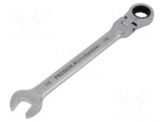 Wrench: combination spanner | rattle,with joint | 15mm
