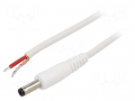 Cable | 1x1mm2 | wires,DC 4,8/1,7 plug | straight | white | 1.5m | round