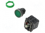Switch: push-button | 22mm | Stabl.pos: 1 | NC + NO | green | LED | 24V