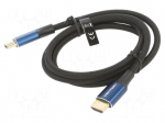 Cable | HDMI plug,both sides | PVC | textile | HDMI 2.1 | Len: 1m | black