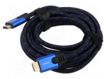 Cable | HDMI plug,both sides | textile | 5m | black | Core: OFC