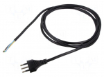 Cable | 3x1mm2 | wires,SEV-1011 (J) plug | PVC | 2.5m | black | 10A | 250V