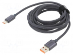 Cable | USB 2.0 | USB A plug,USB C plug | 2m | black | textile | 100W