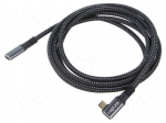 Cable | USB 3.2 Gen 2 | USB C socket,USB C angled plug | 2m | black