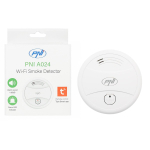 Smoke sensor PNI A024 with Wi-Fi, control from the Tuya Smart application, 9V battery supply, 85dB, sound and visual alarm, silent alarm