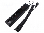 Plug socket strip: protective | Sockets: 5 | 250VAC | 10A | black | 5m
