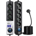 Qoltec Surge protector | 5 sockets | 1.8m | Black