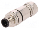 Connector: M12 | plug | PIN: 4 | male | 250V | straight | IP67 | soldering
