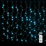 LED Christmas string - curtains copper wire with remote control and hangers, 3x1m, white, 5V USB, IP44, 100LED