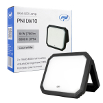 PNI LW10 10W LED work lamp, portable, rechargeable, with 2 x 18650 4000mAh battery, 6500K, IP54, 700 lm, 2 brightness levels