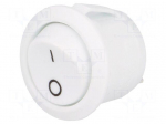 ROCKER | SPST | Pos: 2 | OFF-ON | 6A/250VAC | white | none | Body: white